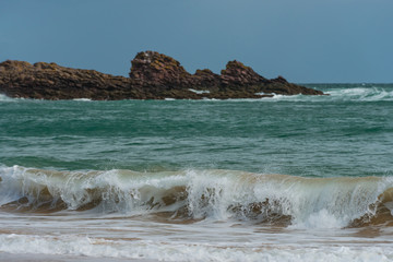 Fototapeta na wymiar The coast and beach of Erquy, France, Brittany