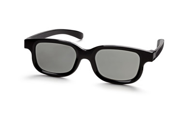 Stylish unisex sunglasses on a white background. View in half a turn.