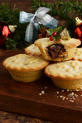  pile of mincemeat pies on cutting board