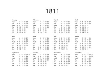 Calendar of year 1811