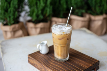 cup of iced coffee on the table