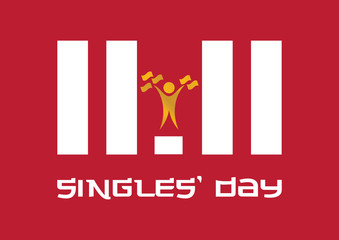 Singles' Day vector. Number 11.11 vector. Singles Day Poster, November 11. Shopping holiday icon. Important day