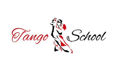 Tango dancing couple man and woman vector illustration, logo, icon for dansing school, party, lessons