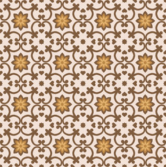 Floral brawn seamless tiles pattern