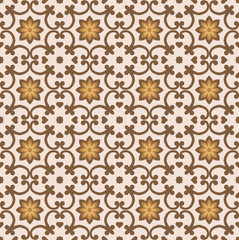 Floral brawn seamless tiles pattern