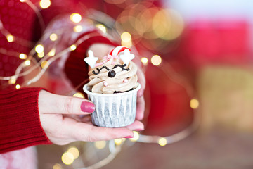 Christmas reindeer cupcake
