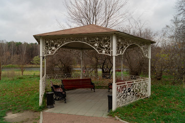 gazebo in the autumn Park in the afternoon