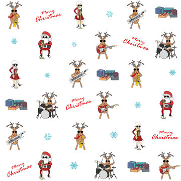 Christmas background with traditional characters