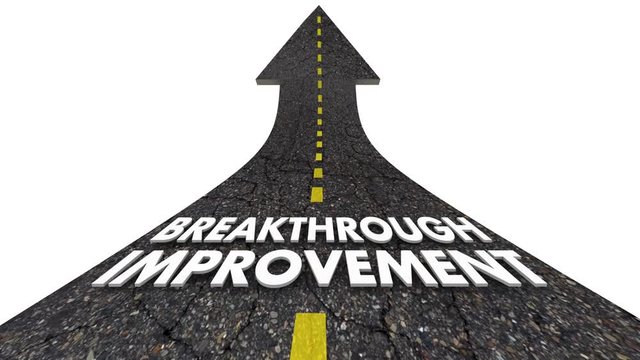 Breakthrough Improvement Continuous Improving Process Road Words 3d Animation