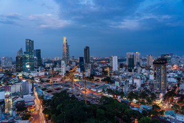 Cityscape of Ho Chi Minh City, Vietnam at night