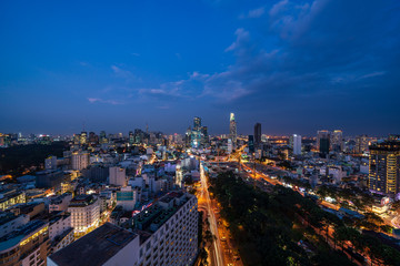 Fototapeta na wymiar Cityscape of Ho Chi Minh City, Vietnam at night