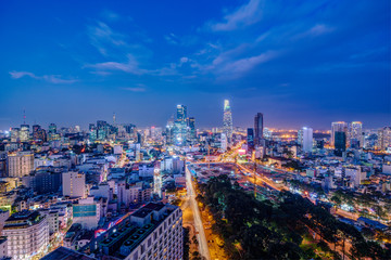 Fototapeta na wymiar Cityscape of Ho Chi Minh City, Vietnam at night