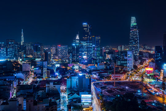 Fototapeta Cityscape of Ho Chi Minh City, Vietnam at night