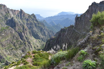 Hiking trail from Pico Arieiro to Pico Ruivo in Madeira, Portugal