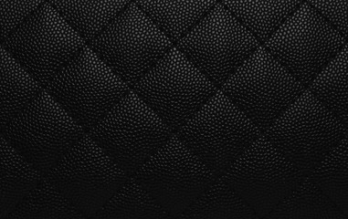 Close-up of artificial leather of elegance women's accessories fashion leather bag material texture pattern background in black color and grid pattern for used as backdrop or background.