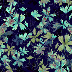 Watercolor seamless pattern. Illustration. Flowers