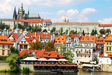 Fototapeta premium Prague Castle and Waterfront in Sun