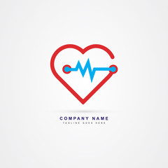 Health logo with heart and cardiogram