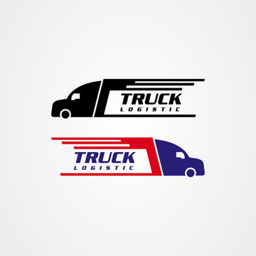 Truck silhouette icon vector design, logistics or delivery service logo.