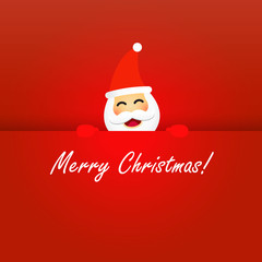 Santa claus vector illustration in red background. Christmas greeting template design for poster, wallpaper, label, card or print.