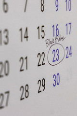 discount day, black Friday. mark in the calendar with the circling of the 23rd number in order not to miss black Friday.