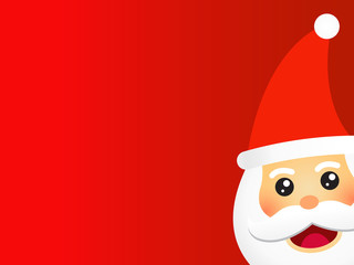 Santa claus vector illustration in red background. Christmas greeting template design for poster, wallpaper, label, card or print.