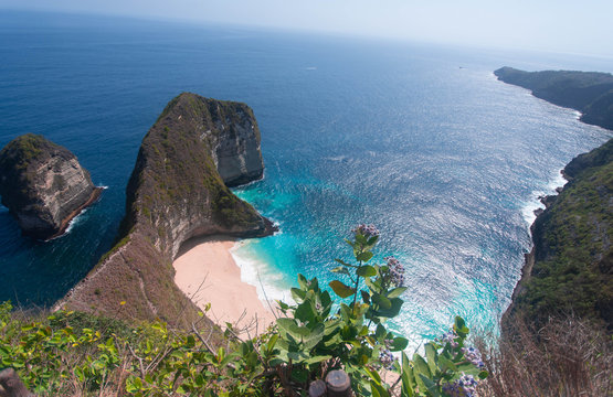 View of Keling King beach and cliff located at Nusa Penida island in Bali