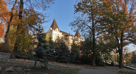 View of the Academic Puppet Theater in Kiev in the autumn Khreshchaty Park