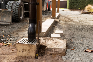 Beginning of the paving for the car entrance