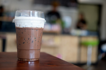 Ice mocha with cream on top.