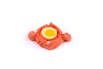 Childs toy plastic food molded 1/6th scale pastry and a baked egg