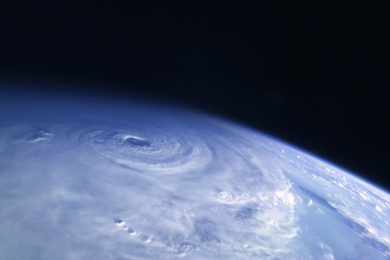 Fototapeta na wymiar A huge tornado, a cyclone from space.