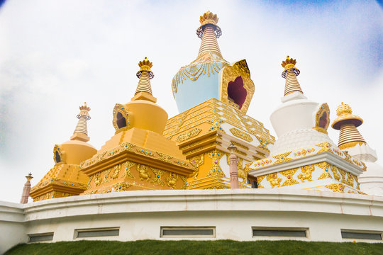 Domes of Cambodian monastery, a buddhist temple.