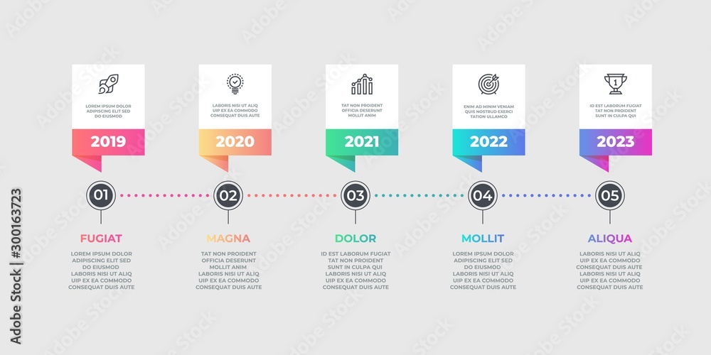 Poster Step infographic element. Business timeline flow chart, options graphic element. Vector lines workflow layout diagram for designs timing work process option