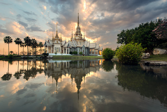 Wat Non Kum or Non Kum temple at sunset, famous place of Nakhon Ratchasima, Thailand