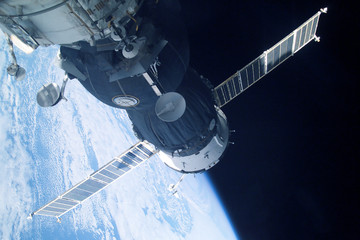 Space satellite over the planet Earth. Elements of this image were furnished by NASA.