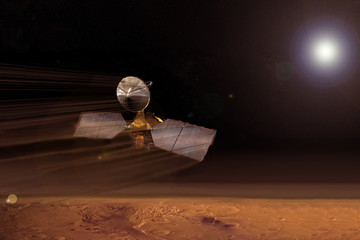 Mars rover explorer takes off on a red planet.Elements of this image were furnished by NASA