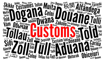 Customs word cloud in different languages