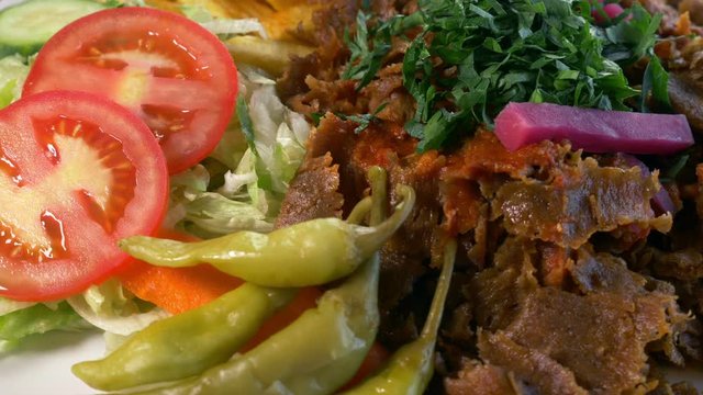 Doner kebab meat with pommes frites