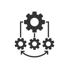 Improvement icon in flat style. Gear project vector illustration on white isolated background. Productivity business concept.