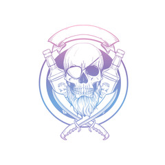 Hand drawn sketch pirate skull