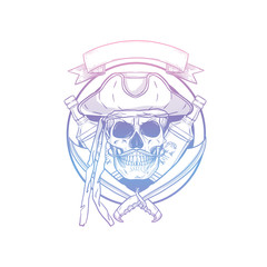 Hand drawn sketch pirate skull