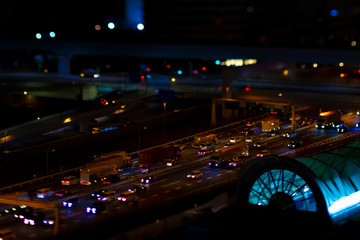 A city street in Ariake Tokyo tilt shift