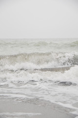 Calm foggy Baltic sea background