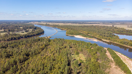 Forest top view drone red river louisiana