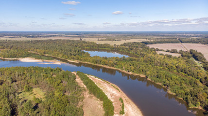 Fototapeta na wymiar Forest top view drone red river louisiana