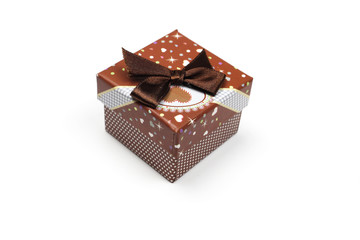 brown gift box with bow isolated