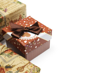 brown gift box with bow isolated