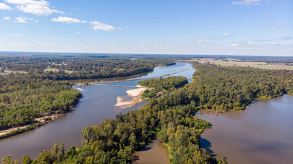 Forest top view drone red river louisiana