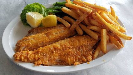 Two Walleye Fillet With French Fry Meal